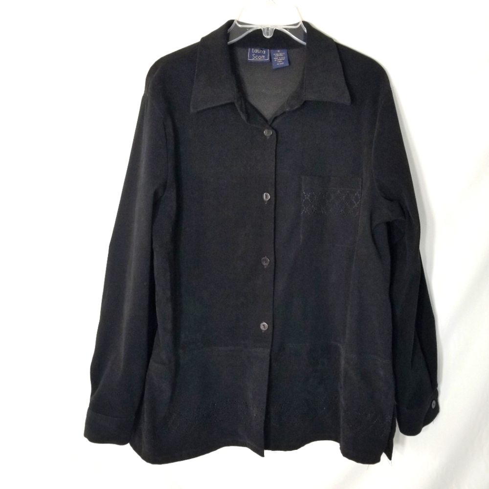 Laura Scott Black Button Down Over Shacket